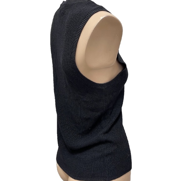 August Silk Knits Black Tank Sweater LARGE 100% Silk - Picture 3 of 8
